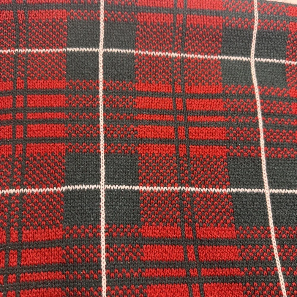 Pier 1 Imports Christmas Tree Skirt Tartan Plaid Knit‎ Sweater Country Cabin 52
